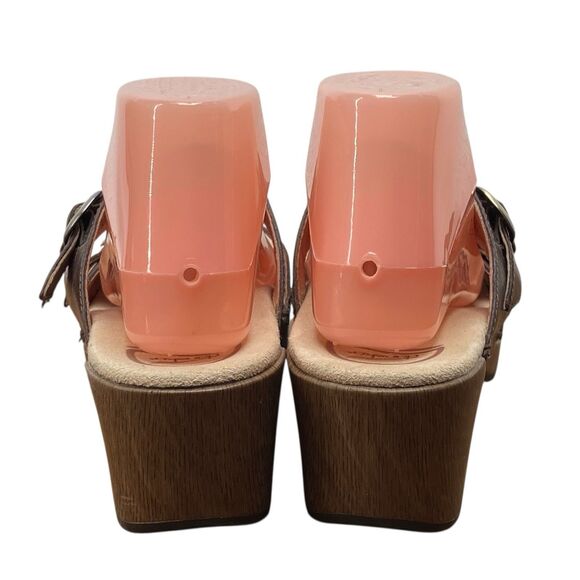 Dansko Ladies 40/9.5-10 Sophie Brown Platform strap Buckle Slide Sandals - Picture 4 of 7